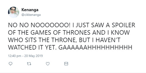 Tweet about Game of Thrones