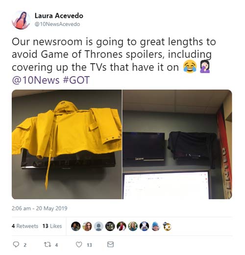 Tweet about Game of Thrones