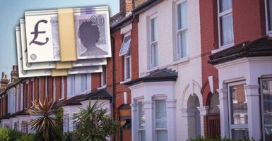 terraced houses with £20 notes