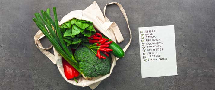 shopping bag vegetables shopping list