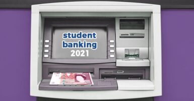 ATM with text 'student banking 2021'