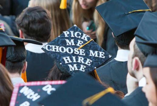 graduate hat with words choose me hire me