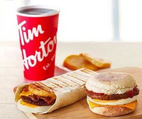 tim hortons breakfast meal with drink
