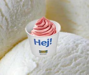 ikea vegan strawberry soft ice cream in cup