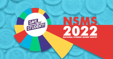 pound notes and text saying 'NSMS 2022 National Student Money Survey'